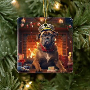 Boxer Gift, Pet Gift, Dog Police, Christmas Gift  Ceramic Ornament