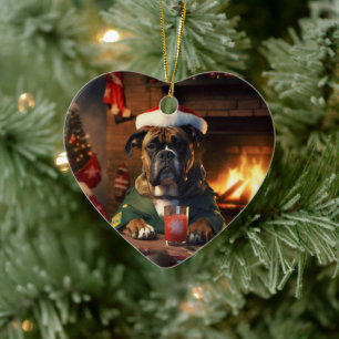 Boxer Gift, Pet Gift, Dog Police, Christmas Gift  Ceramic Tree Decoration