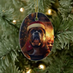 Boxer Gift, Pet Gift, Dog Police, Christmas Gift  Ceramic Tree Decoration
