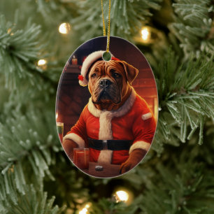Boxer Gift, Pet Gift, Dog Police, Christmas Gift  Ceramic Tree Decoration