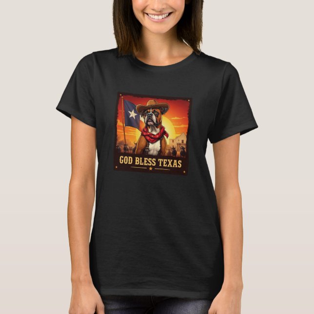 Boxer God Bless Texas T-Shirt (Front)