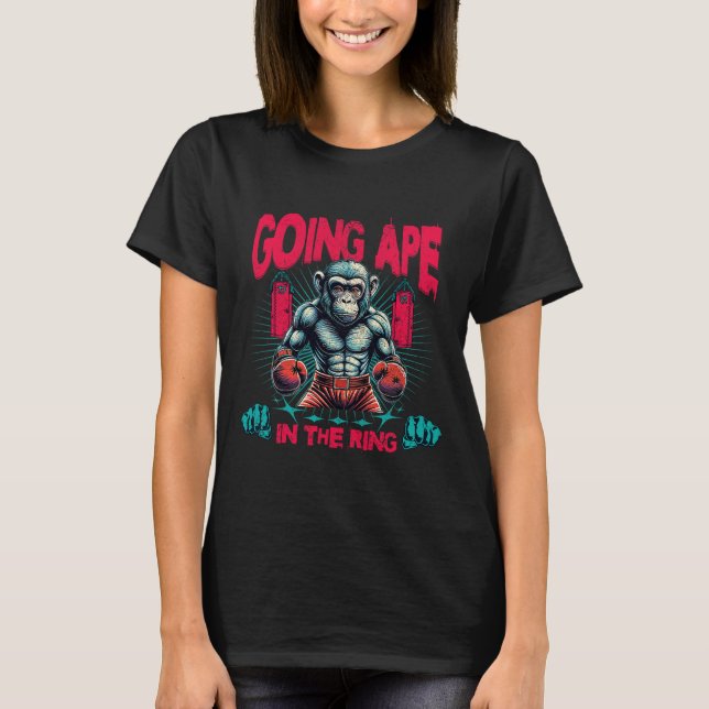 Boxer Going Ape In The Ring Boxing Monkey  T-Shirt (Front)