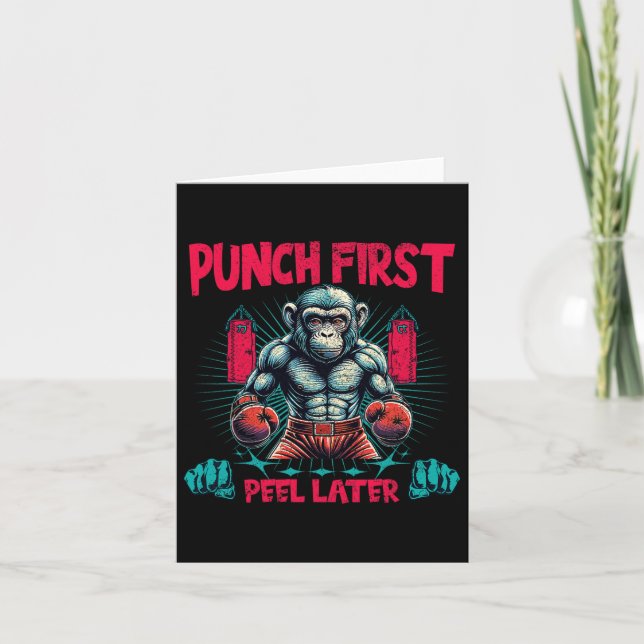 Boxer Going Ape Punch First Boxing Monkey  Card (Front)