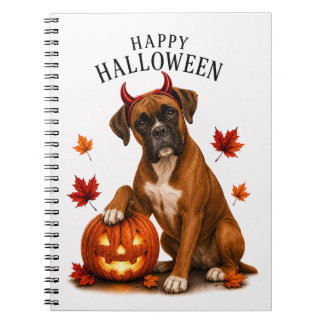 Boxer Halloween Devil Dog Notebook