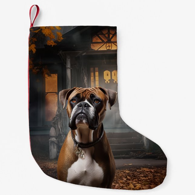 Boxer Halloween Scary Small Christmas Stocking (Front)