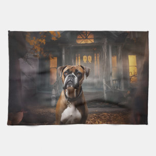 Boxer Halloween Scary Tea Towel