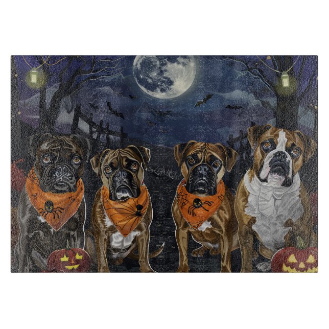 Boxer Halloween Spooky Cutting Board (Front)
