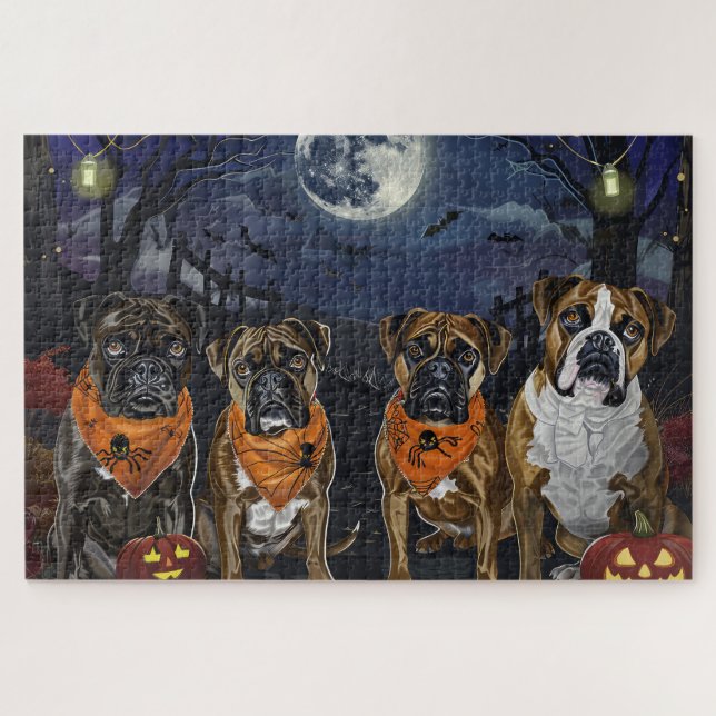 Boxer Halloween Spooky Jigsaw Puzzle (Horizontal)