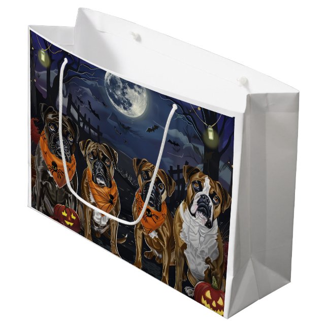 Boxer Halloween Spooky Large Gift Bag (Front Angled)