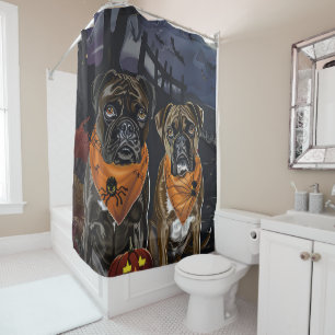 Boxer Halloween Spooky Shower Curtain