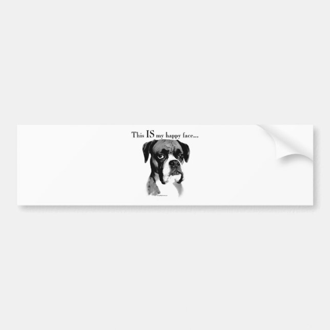 Boxer Happy Face Bumper Sticker (Front)