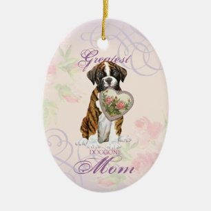 Boxer Heart Mum Ceramic Ornament