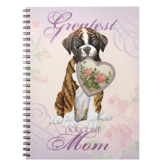 Boxer Heart Mum Spiral Notebook (Front)