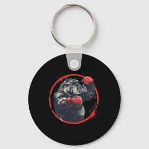 Boxer Hippo With Boxing Gloves Kickboxing Funny Bo Key Ring