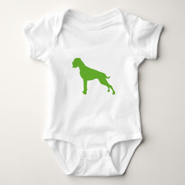 Boxer Hund grün Baby Bodysuit (Front)