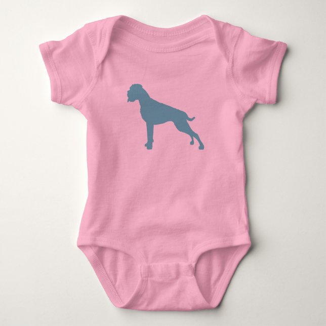 Boxer Hund teal Baby Bodysuit (Front)