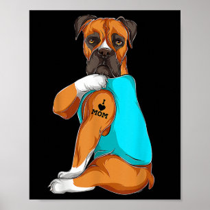 Boxer I Love Mum Tattoo Apparel, Dog Mum Gifts Mot Poster