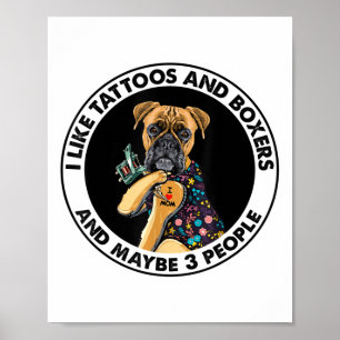 Boxer I Love Mum Tattoo Apparel, Dogs And Tattoos  Poster