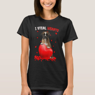 Boxer I Steal Hearts Cute Dog Hug Heart Valentine' T-Shirt