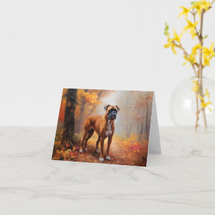 Boxer in Autumn Leaves Fall Inspire  Card