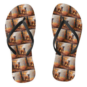 Boxer in Autumn Leaves Fall Inspire Jandals