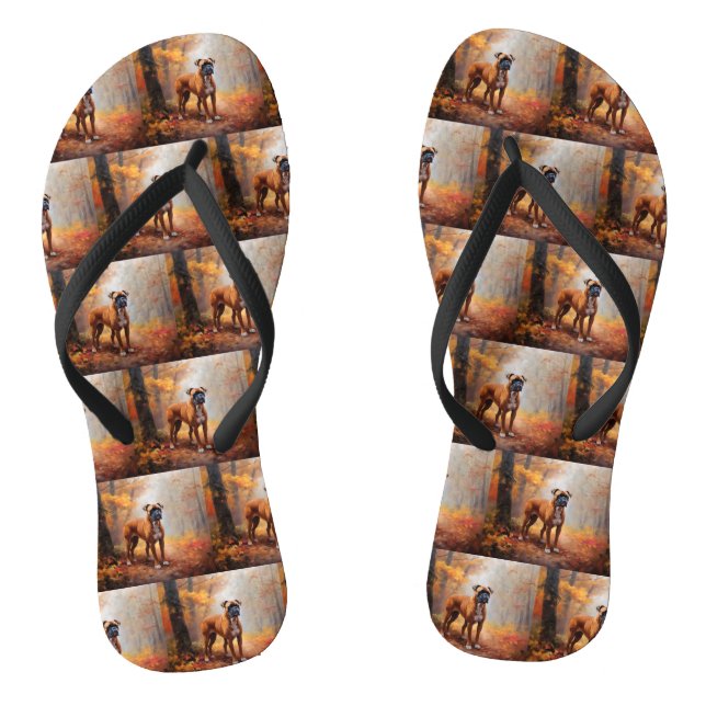 Boxer in Autumn Leaves Fall Inspire  Jandals (Footbed)