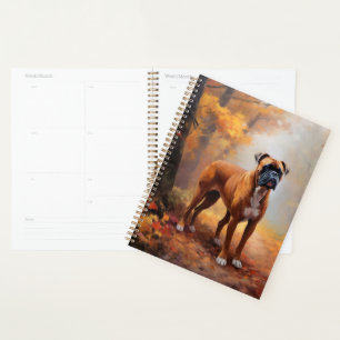 Boxer in Autumn Leaves Fall Inspire Planner