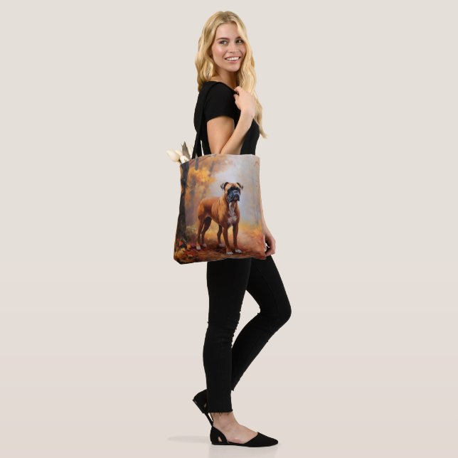 Boxer in Autumn Leaves Fall Inspire  Tote Bag (On Model)
