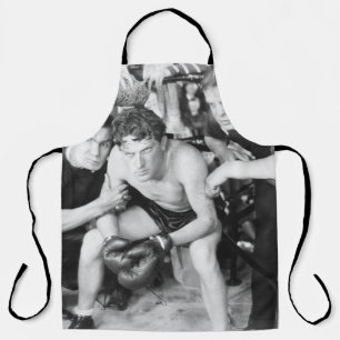 Boxer in corner with trainersboxing, vintage, retr apron
