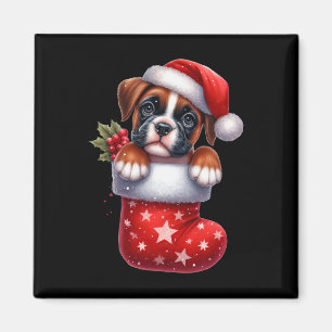 Boxer In Sock Christmas Santa Hat Xmas Dog Lover 1 Magnet