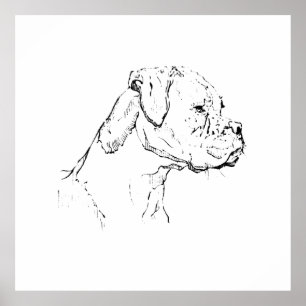 Boxer Ink Wall Art – Minimalist Dog Line Drawing