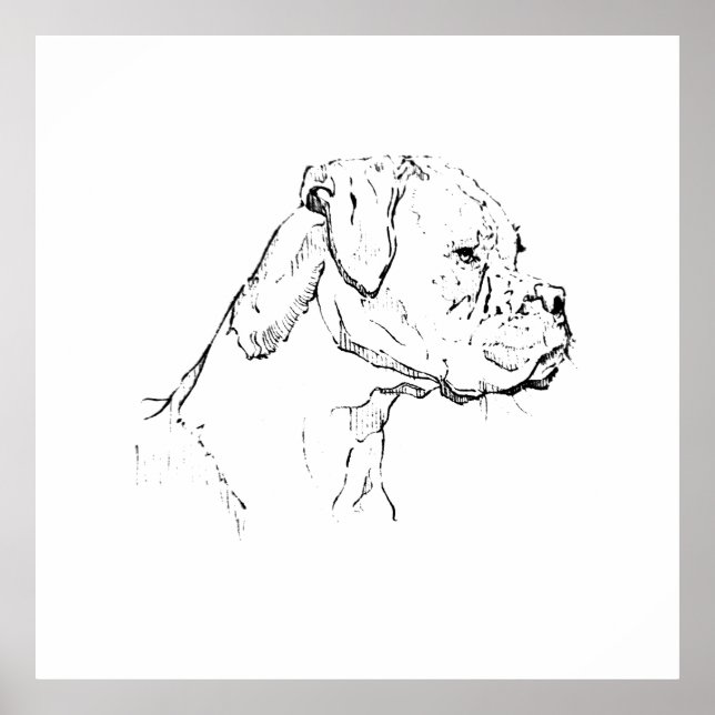 Boxer Ink Wall Art – Minimalist Dog Line Drawing (Front)