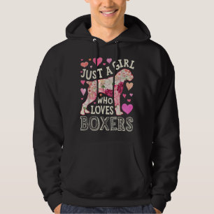 Boxer Just A Girl Who Loves Boxers Dog Flower Wome Hoodie