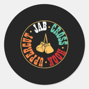 Boxer Kickboxing Workout Gift Jab Cross Hook Upper Classic Round Sticker