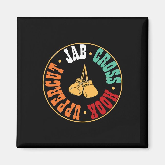 Boxer Kickboxing Workout Gift Jab Cross Hook Upper Magnet (Front)