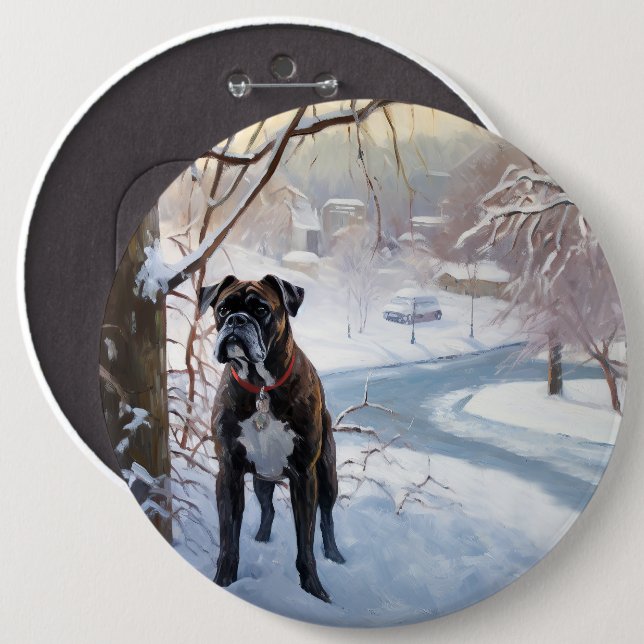 Boxer Let It Snow Christmas 6 Cm Round Badge (Front & Back)