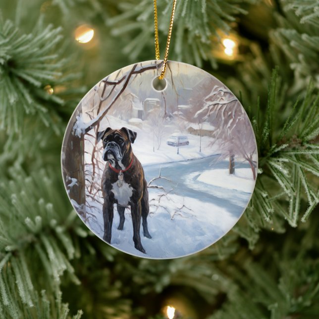 Boxer Let It Snow Christmas Ceramic Tree Decoration (Tree)