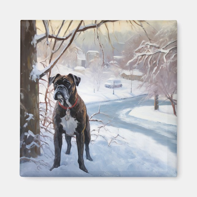 Boxer Let It Snow Christmas Magnet (Front)