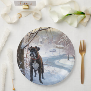 Boxer Let It Snow Christmas Paper Plate