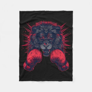 Boxer Lion Portrait Motif Wildlife Kickboxing Love Fleece Blanket