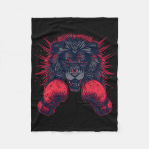 Boxer Lion Portrait Motif Wildlife Kickboxing Love Fleece Blanket