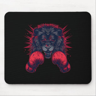 Boxer Lion Portrait Motif Wildlife Kickboxing Love Mouse Pad