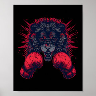 Boxer Lion Portrait Motif Wildlife Kickboxing Love Poster