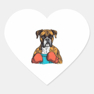 Boxer Love Apparel Adorable Boxer Portrait Heart Sticker
