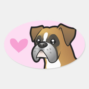Boxer Love Oval Sticker