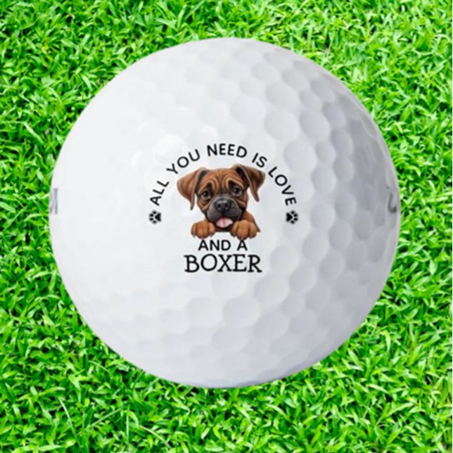 Boxer-Loving Golfer Golf Balls (Celebrate your love for boxers and golf with these unique Boxer-Loving Golfer Golf Balls.)