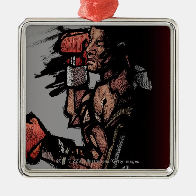 Boxer lying down metal tree decoration (Front)