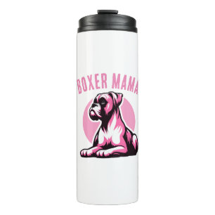 Boxer Mama: Cute Pink Boxer Dog Silhouette   Thermal Tumbler