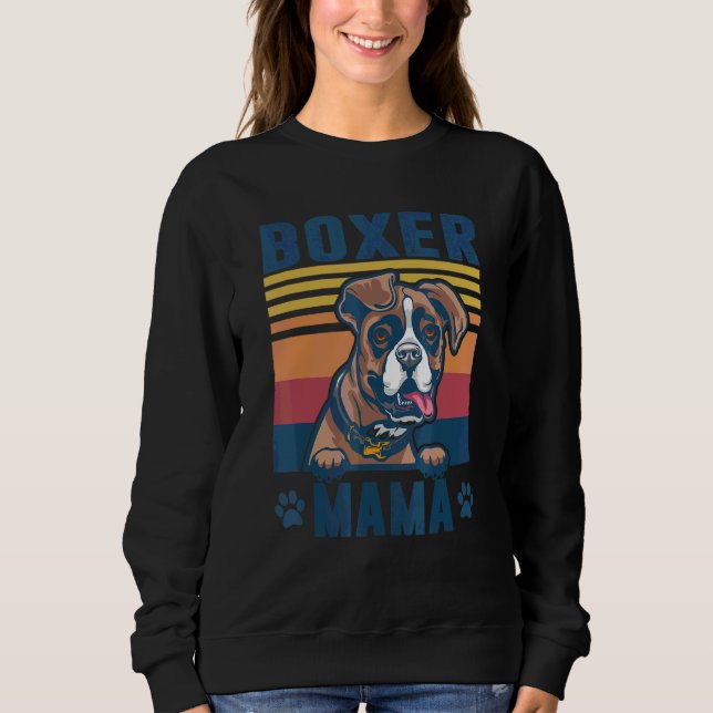 Boxer Mama Mother Retro  Dog Mum 3 Sweatshirt (Front)