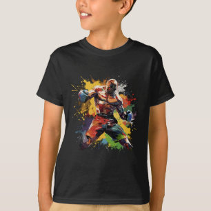 Boxer Man Boxing Paint Splash Boxing Gloves  T-Shirt